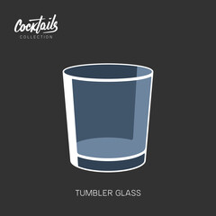 Tumbler glass black background alcohol cocktail vector illustration