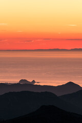 Fototapeta premium Sunset over Ile Rousse and Mediterranean in Corsica