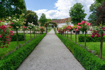 view of the ornate gardens on the Salem Palace grounds