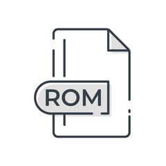 ROM File Format Icon. ROM extension line icon.