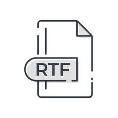 RTF File Format Icon. RTF extension line icon.