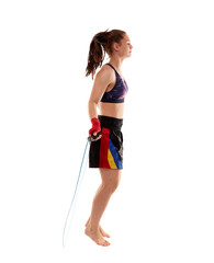Kickboxing girl jumping rope