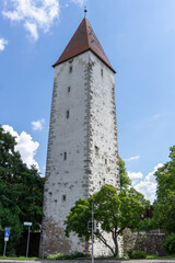 Fototapeta na wymiar view of the historic Spitalturm tower in Ravensburg in Germany