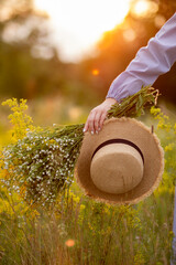 bouquet of wildflowers and the hat