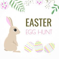 Vector illustration of little bunny for Easter. Cute rabbit set. Happy Easter. Elements isolated on white background. EPS 10