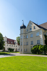 Fototapeta na wymiar view of the historic castle and castle grounds in Isny in southern Germany