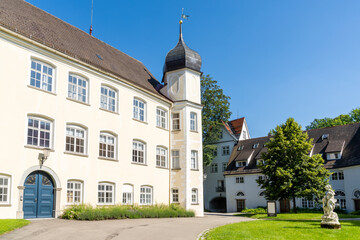 view of the historic castle and castle grounds in Isny in southern Germany