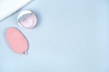 Flat lay composition with spa cosmetics. Beauty concept