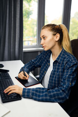 young woman reading a book