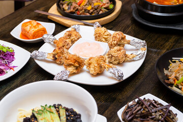 Korean lunch time in restaurant