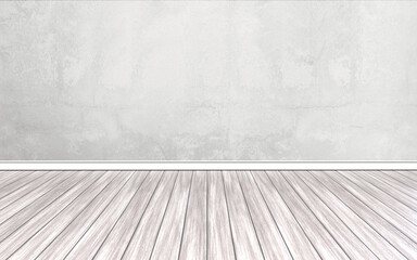empty room with grey wall and wooden floor - 3D-illustration