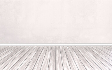 empty room with rose-colored wall and wooden floor - 3D-illustration