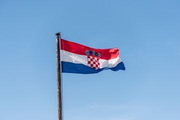 Croatia Flag is Waving Against Blue Sky 