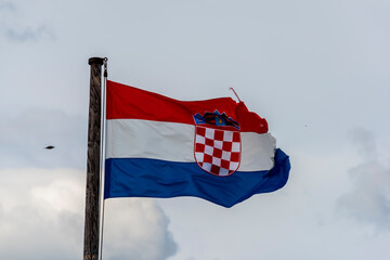 Croatia Flag is Waving Against Blue Sky 