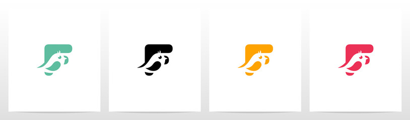 Cute Bird On Letter Logo Design F