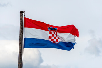 Croatia Flag is Waving Against Blue Sky 