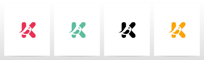 Cute Bird On Letter Logo Design K