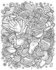 Massage hand drawn vector doodles illustration. Spa salon poster design.