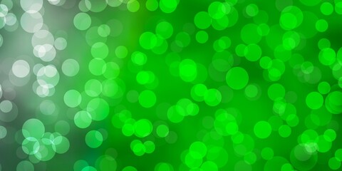 Light Green vector pattern with spheres. Glitter abstract illustration with colorful drops. New template for a brand book.