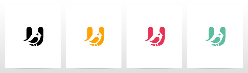 Cute Bird On Letter Logo Design U