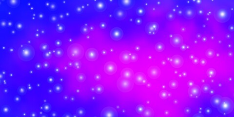 Light Blue, Red vector template with neon stars. Colorful illustration in abstract style with gradient stars. Design for your business promotion.