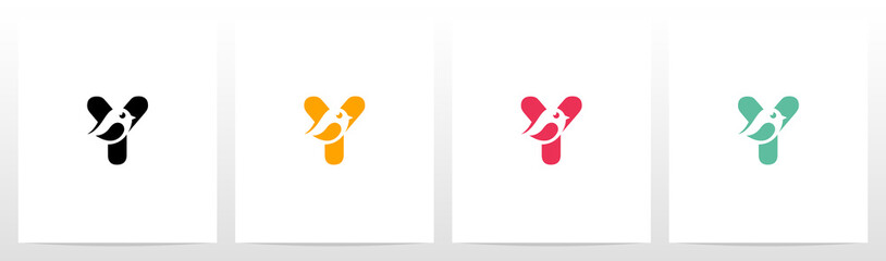 Cute Bird On Letter Logo Design Y