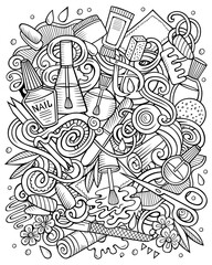 Nail Salon hand drawn vector doodles illustration. Manicure poster design.