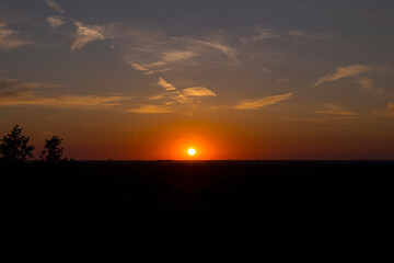 red sunset over the veluwe national park