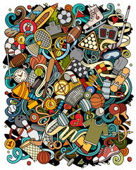 Obraz premium Sports hand drawn vector doodles illustration. Activities poster design.