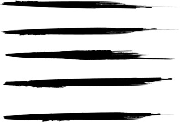 Grunge Paint Roller . Vector brush Stroke . Distressed banner . Black stripes isolated. paintbrush collection . Modern Textured shape . Dry border in Black . Bulge lines