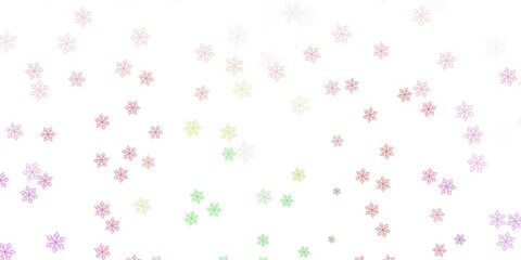 Light pink, green vector doodle texture with flowers.