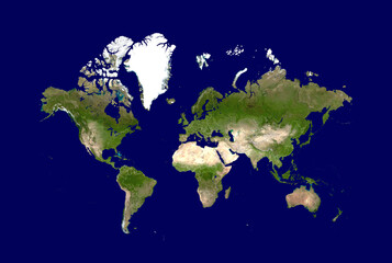 World map with countries borders. Satellite view design