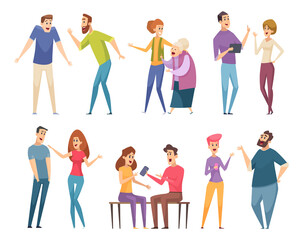 Fototapeta na wymiar People talking. Conversation crowd communication characters persons group vector illustrations. Social communication, talk and discussion
