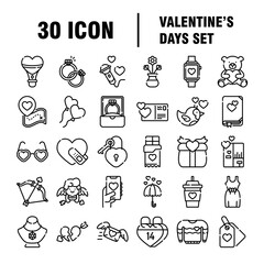 Valentine icon set. Happy valentine day related icon in white background.