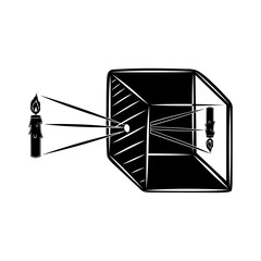 Camera obscura in hand drawn style in black and white