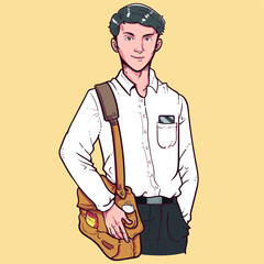 employee or worker going to work