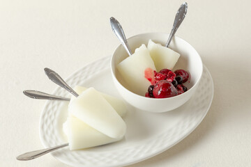 yogurt  popsicle with strawberries