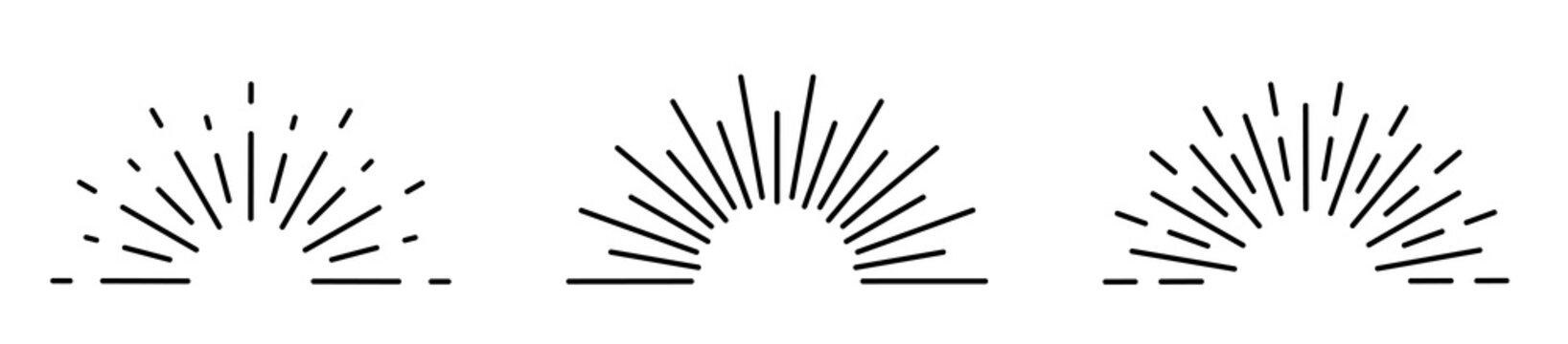 Sunburst set isolated on white background. Sunburst black color. Flat style - stock vector.