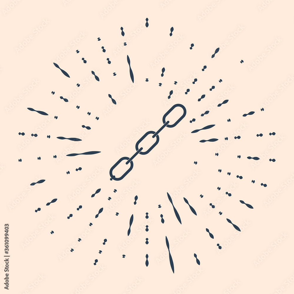 Poster black chain link icon isolated on beige background. link single. abstract circle random dots. vector