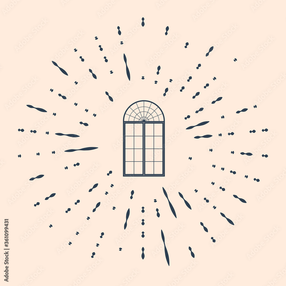 Poster black window icon isolated on beige background. abstract circle random dots. vector illustration.