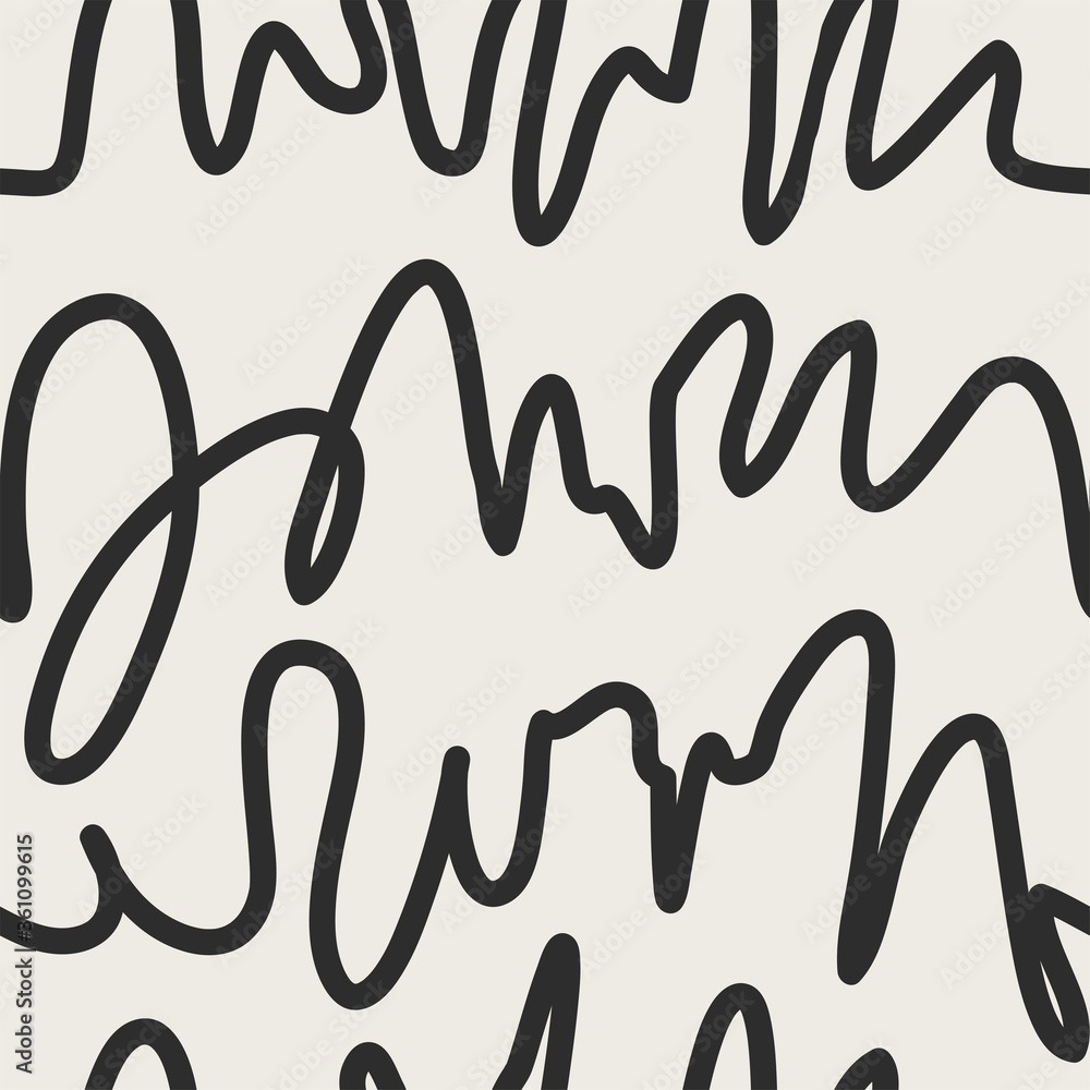 Poster seamless vector pattern. hand drawn waves in doodle style. trendy minimalistic texture