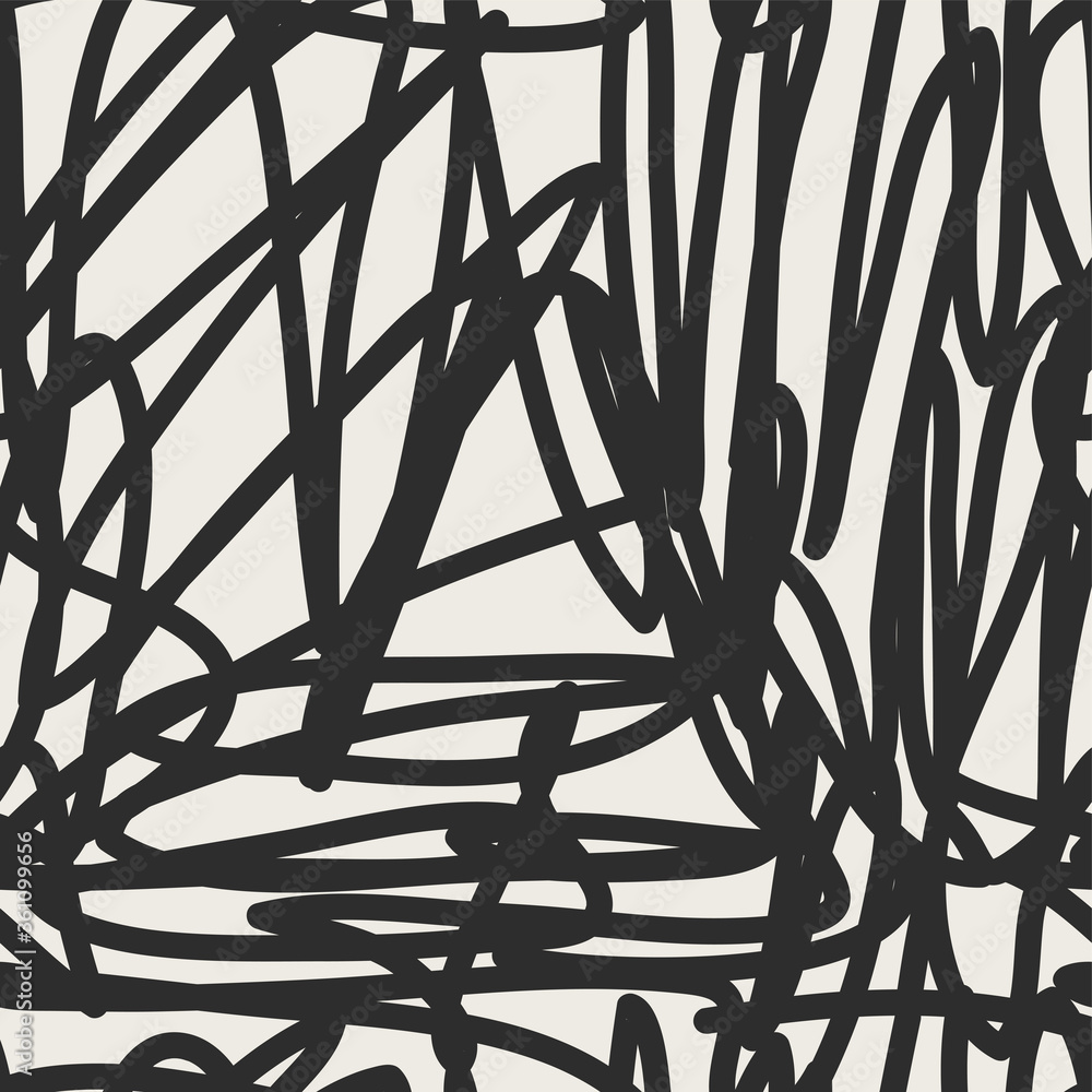 Poster vector scribble seamless pattern. hand drawn texture in doodle style