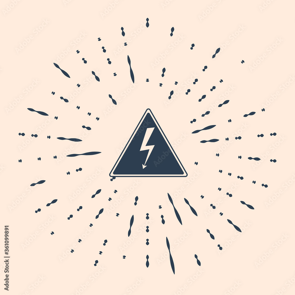 Poster black high voltage sign icon isolated on beige background. danger symbol. arrow in triangle. warning