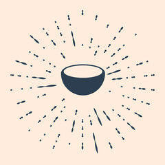 Black Bowl icon isolated on beige background. Abstract circle random dots. Vector Illustration.