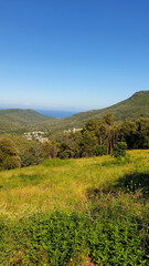 Fototapeta na wymiar Panorama du Cap Corse. A l'Est, vue sur l'île d'Elbe