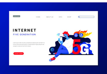 Obraz premium internet 5G landingpage web ui design