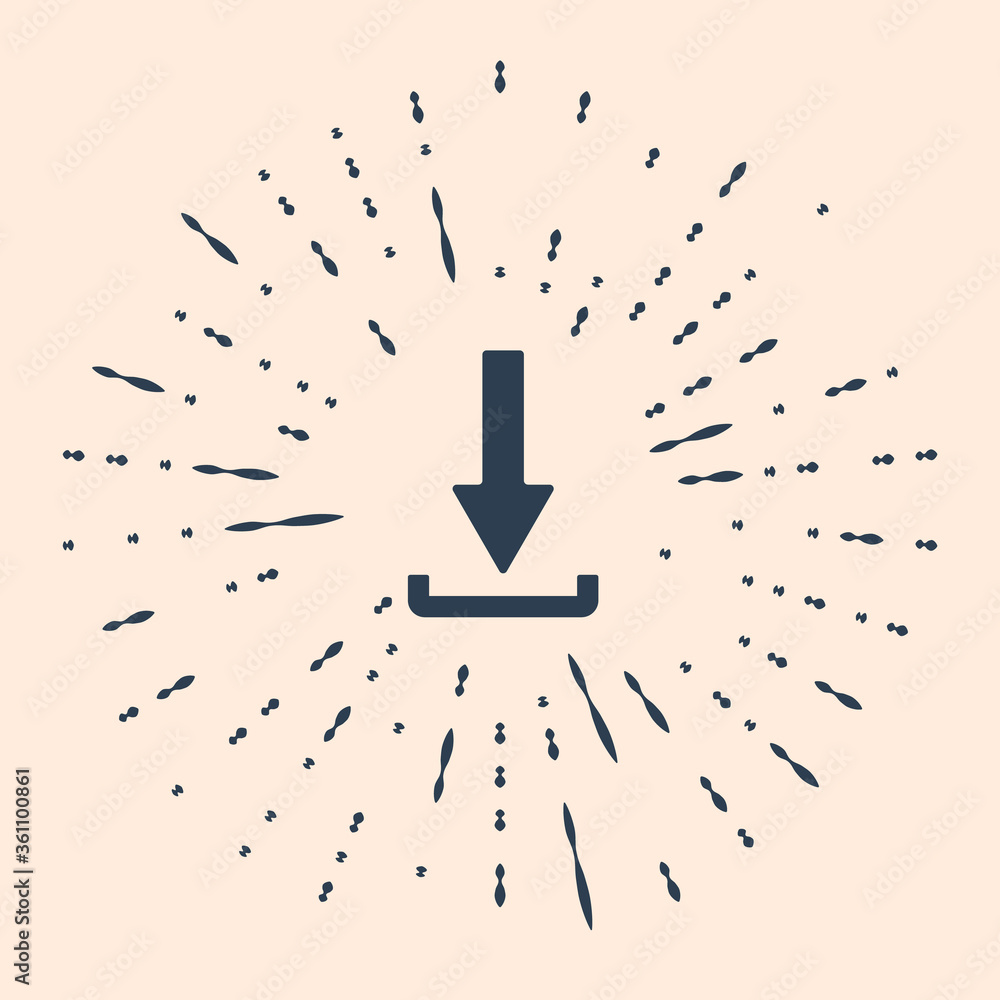 Poster black download icon isolated on beige background. upload button. load symbol. arrow point to down. a