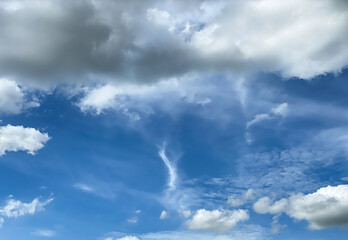The blue sky with some part of rain cloud in the afternoon of Thailand