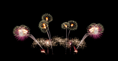 Beautiful colorful fireworks display on celebration night.