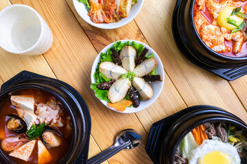 Asian lunch menu. Korean food, 
